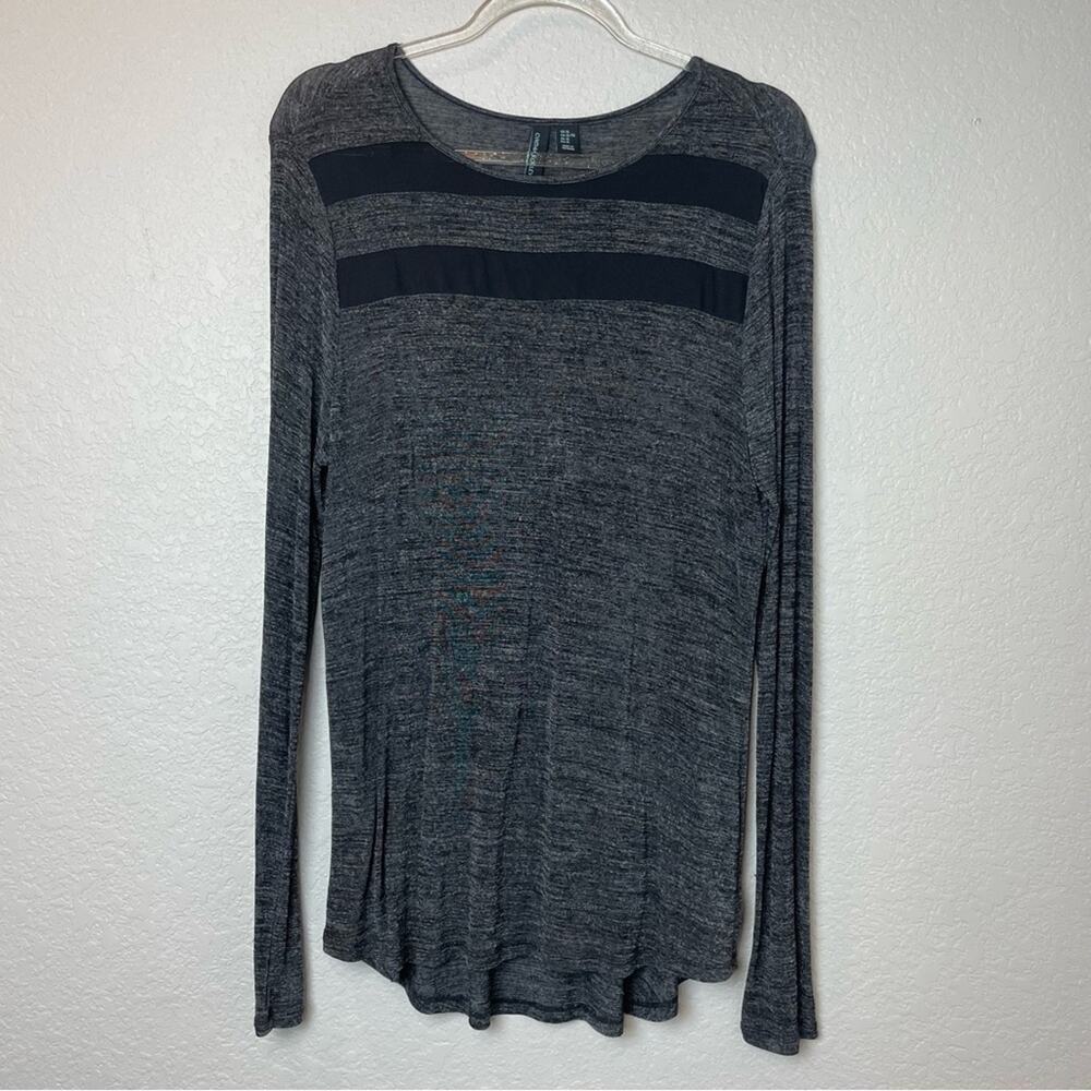 CYNTHIA ROWLEY Black & Charcoal Heathered Long Sleeve Top Size XL - Picture 1 of 7